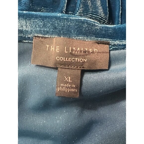 Jewel Tone Teal Blue Velour Faux Wrap Top Long Sleeve Soft Drape Party Date - Picture 8 of 10